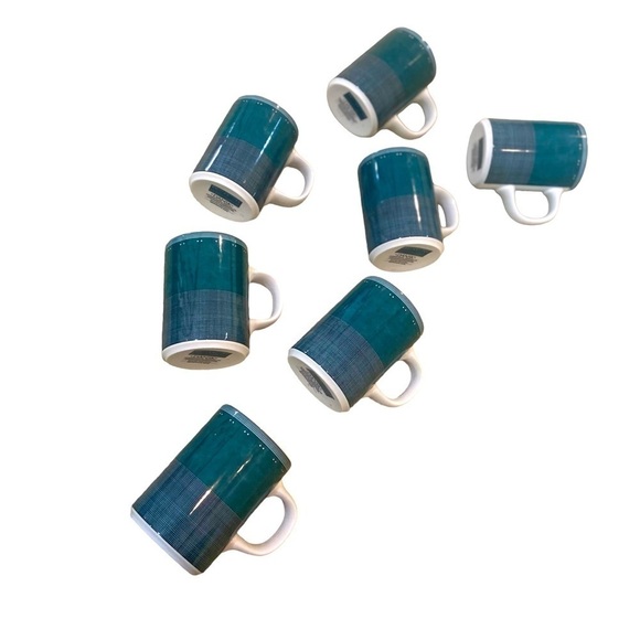 Vintage 1990’s Dansk gridworks teal mugs set of 7 microwave safe 10oz 4 in - Picture 4 of 9